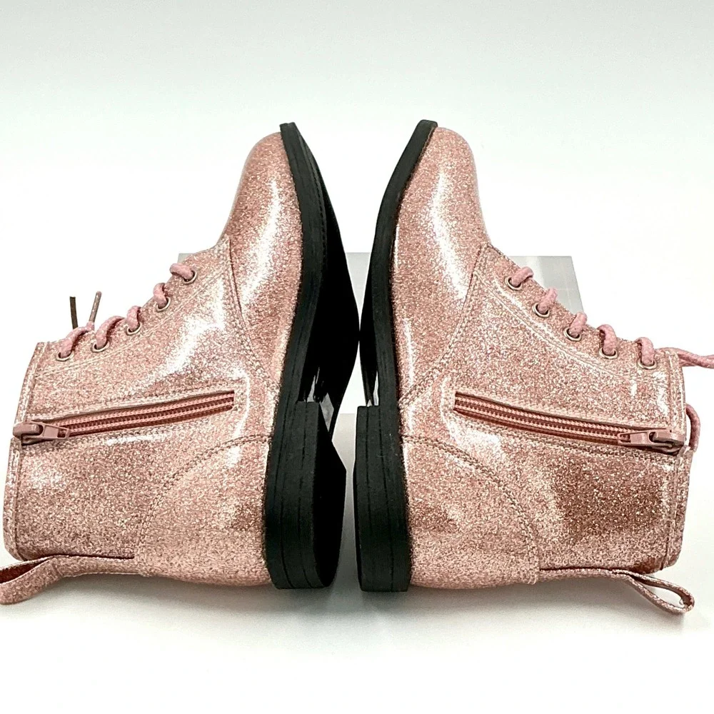 Lucky Brand Girls Size 3 Boots Pink Glitter Zip NEW Kristen Little Kid $55